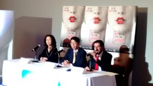 El Embajador de Japón en México Akira Yamada, Ramón Ramírez Director de Relaciones Públicas De Cinépolis y Akemi Suwagara de la Asociación de Productores Cinematográficos de Japón.